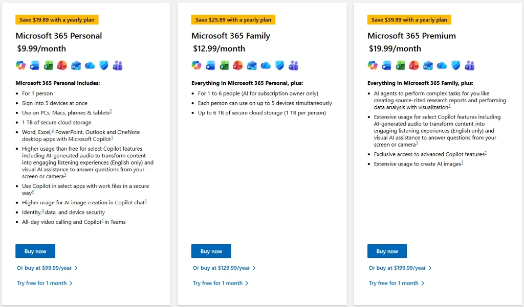 Тарифи Microsoft 365, що включають Copilot